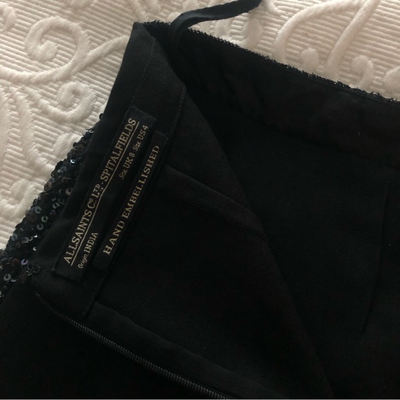 NEW ALL SAINTS Beaded Embroidered Pencil Skirt Exquisite 4 XS 24 - 24.5" Waist - Picture 4 of 13